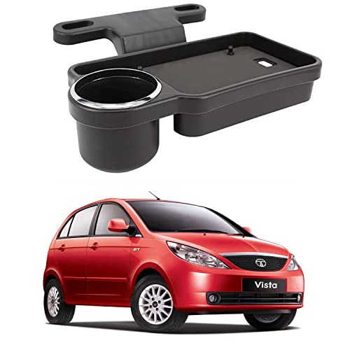 Image of Oshotto (FT-04) Foldable Car Auto Headrest Rear Back Seat Table Drink Food Cup Tray Holder Compatible with Tata Vista /Bolt - Black