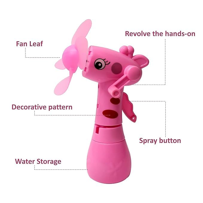 Image of Portable Mini Carrot-Shaped Fan With Mist Water Spray, Hand-Driven, Multicolour, Medium, Modern, Wearable, Cordless, Cooling Mist, Both Indoor & Outdoor, Pack of 1