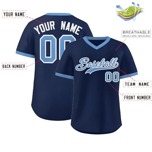 Custom Baseball Jersey Stitched/Printed Personalized Team Name Number Hip Hop Athletic V-Neck Shirts for Men Women Boy miniatura 2