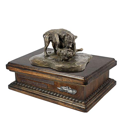Urne pour les cendres de chien Pit Bull statue commémorative en bouleau