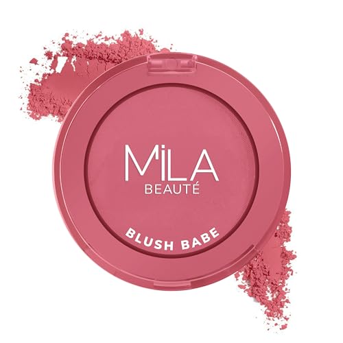 Image of MILA BEAUTE Blush Babe Powder Blush | Matte Finish Long-Lasting Pigment | Easy to Blend | Non-Drying With Rosehip Oil, Jojoba Oil and Vitamin E | Shade (Berry Punch, 5g)