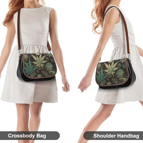 Women's Detachable Strap PU Leather Shoulder Bag Open Book And Light Printed with Inner Pocket4