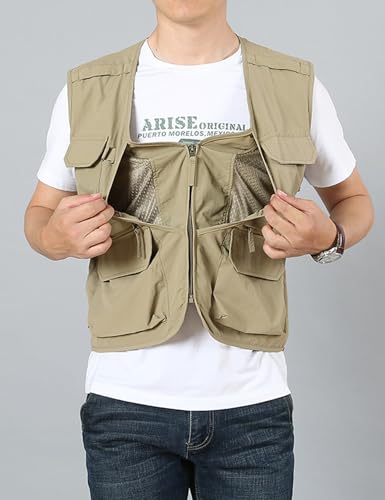 Arssm Men's Fishing Vest Outdoor Cargo Safari Hiking Travel Casual Lightweight Utility Vest With Pockets2