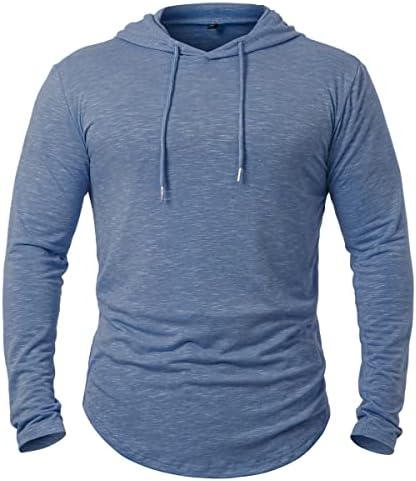 MANSDOUR Men's Athletic Hooded Shirts Long Sleeve Workout Sport Hoodie Casual Running T Shirt Quick Dry Pullover Top Lightweight Golf Shirts Fashion Solid Color Active Gym Sweatshirt Navy Blue