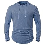CARWORNIC Men's Quick Dry Hooded Tops Lightweight Running Hiking Athletic Hoodies Long Sleeve Thin Breathable Golf Top Active Sports Gym T-Shirt Men Outdoor Casual Fishing T Shirt Navy Blue