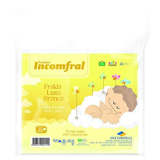 Fralda Luxo Branca - Pacote com 05 unidades