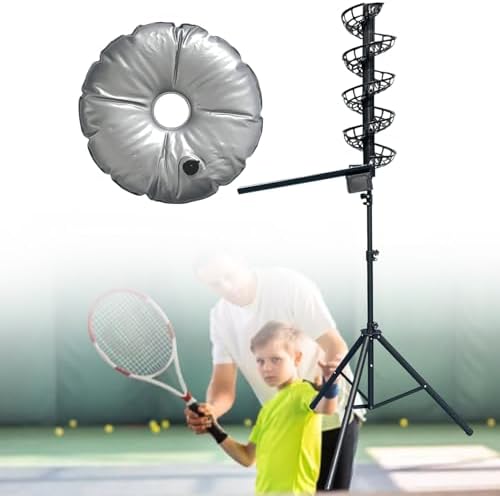 Electric Tennis Ball Tosser, Tennis Toss Machine, Adjustable Angle, Can Hold Around 30 Balls, Powered by Battery, for Multi-Ball Practice, Beginners
