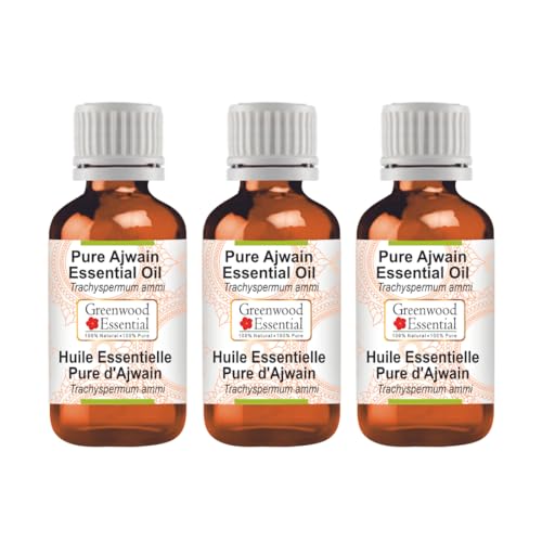 Huile essentielle d'Ajwain Greenwood Essential naturelle distillée à la vapeur, lot de 3 x 100ml