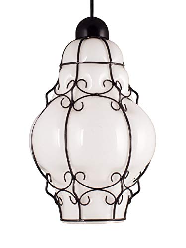 Helios Leuchten Pendelleuchte Landhaus | Lampe Leuchte Orientalisch | Arabische Hängelampe Deckenleuchte Glas weiss…