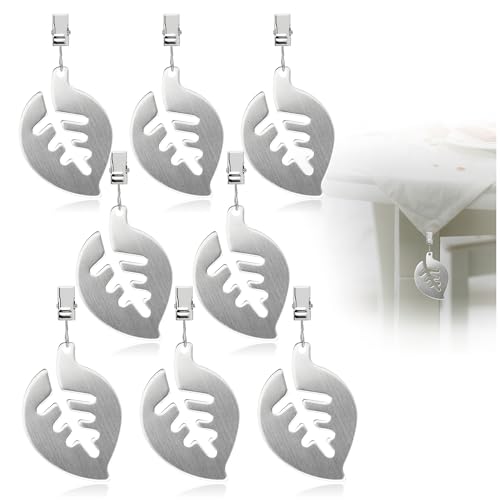 com-four® 8X Tischdeckenbeschwerer - Tischtuchgewichte aus rostfreiem Edelstahl - Tischtuchklammer - jeweils ca. 40g - Tischdeckenklammern