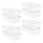 Vtopmart 8pcs Clear Organizers and Storage Bins with Lids, Stackable Plastic Storage Containers with Handles for Fridge, Freezer, Pantry, Cabinet, Kitchen Organization