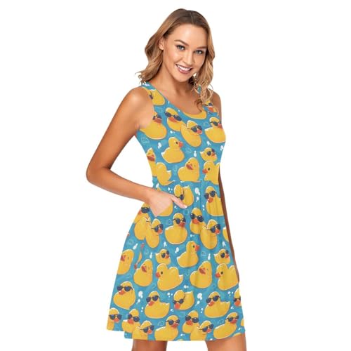 Image of ALAZA Women's Summer Dress Sun Dress Sleeveless with Pockets