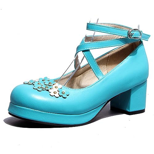 Mary Janes femme talon carré et bout rond à noeud doux Lizoleor