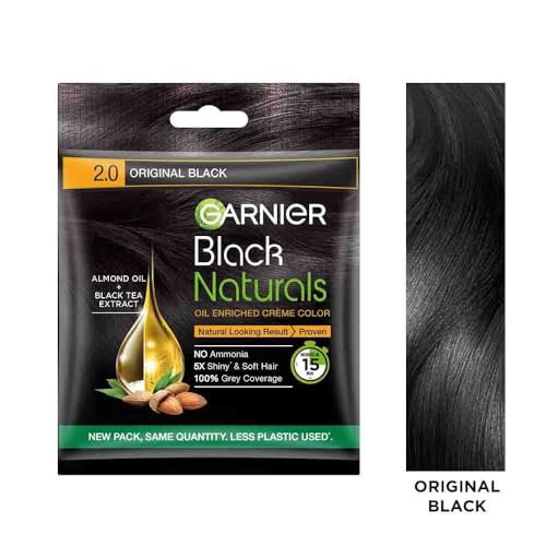 Image of Garnier Black Naturals Hair Color, Shade-2 Original Black 20ml+20g [Pack of 5] 200g