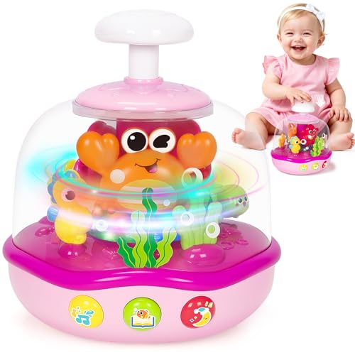 Image of RIANEAN Baby Toys 6-12 Months, Musical Aquarium Infant Toys for 7 8 9 10 11 Months, Early Learning Educational Toy with Sound, Press Glow Spin for Cause and Effect, Christmas Birthday Gifts for Girls