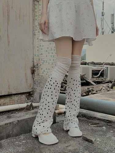 Image of YELAIVP Kawaii Leg Warmers Y2K Knit Lace up Leg Warmers Cute Japanese Harajuku Lolita Leg Warmer for Women Girls