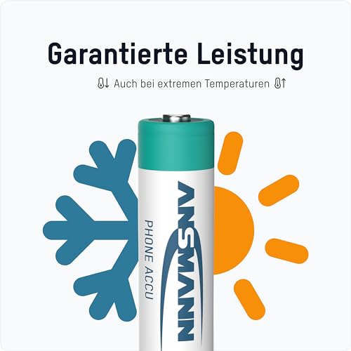 ANSMANN Telefon Akku Mignon AA LR06, 2 Stück, 1600 mAh 1,2V NI-MH, wiederaufladbar, ideal für DECT Phone, Schnurlostelefon, Babyphone, Ersatzakku