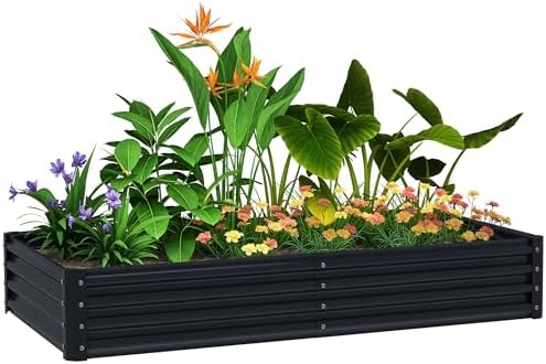 Outsunny Jardinera Elevada de Acero Galvanizado Huerto Urbano par...