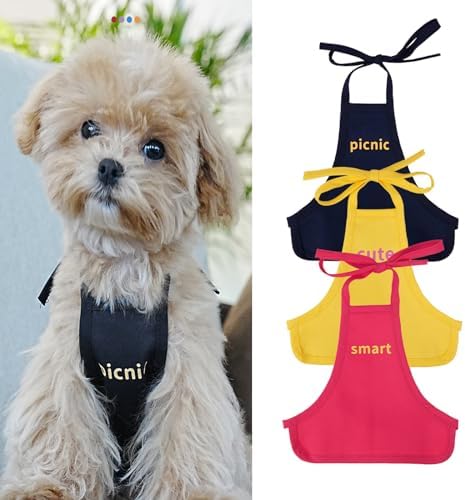 MANON ROSA Dog Bib Bandana -3 Piece Apron Set - Protective Vest with Belly Chest Coverage for Small Dogs Cats Puppies - Ideal for Corgis Dachshunds,Bulldogs Poodles Pomeranians (Large)