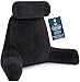Husband Pillow - Black, Big Backrest Reading Bed Rest Pillow with Arms, Plush Memory Foam Fill, Remove Neck Roll Off Bungee, Change Covers, Zipper On Shell of Bed Chair for Adjustable Loft