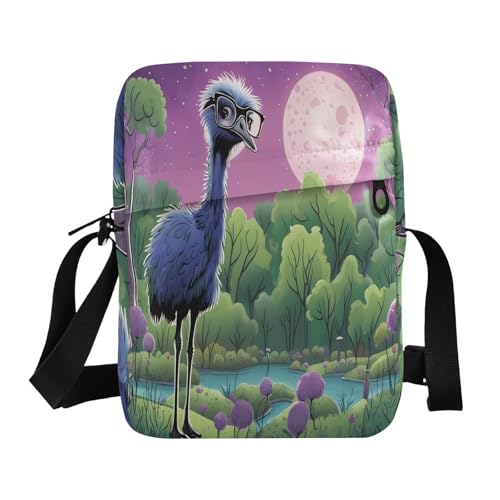 messenger bags mens crossbody Women's Purse Adjustable Strap for outdoor sports outdoor sports- Style Ostrich Illustration Purple