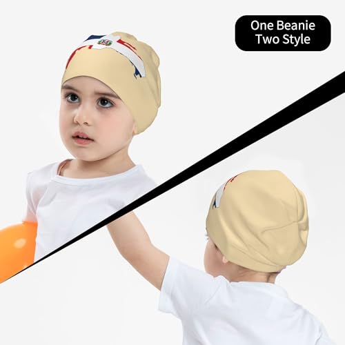 Dominican Republic Map Flag Children Hip Hop Knitted Hat Kids Elastic Leisure Knit Cap Warm Sleep Beanies Black4