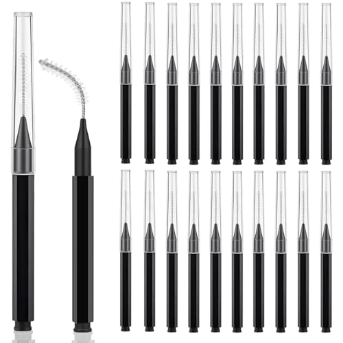 20 Pcs Micro Eyebrow Brush Eyebrow Spoolie Brow Lamination Brush Spoolies for Eyebrows Eyelash Brushes Lash Lift Tool for Eyebrows and Eyelashes Extensions Black