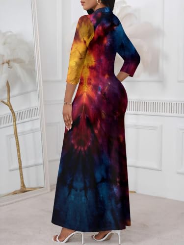Image of PinkPatty Women's Casual 3 /4 Sleeve Polo V Neck Bodycon Maxi Dress