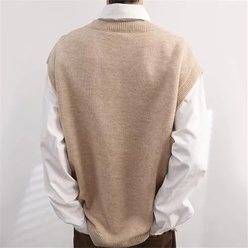 Mens Knitted Sweater Vest Winter Casual Loose Sleeveless V-Neck Pullovers Waistcoat Knitwear4