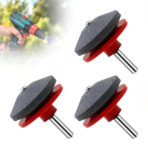 Lawnmower Dull Blade Sharpener,2025 New Lawn Mower Blade Sharpener,Universal Wear Resistant Lawn Mower Blade Tool,Double Layer Corundum Sharpeners for Any Power Hand Drill (Red 3PCS)
