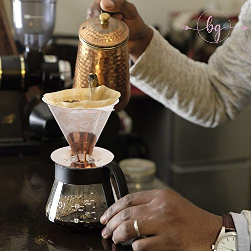 Blagain Pour Over Coffee Dripper, Stainless Steel Coffee Filter, Paperless Pour Over Coffee Maker Easy To Clean, Double Mesh Design Of Reusable Coffee Filters, Rose Gold #TOP5