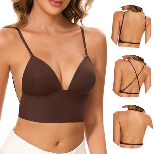 Low Back Bras for Women-Seamless Triangle Bralette Invisable Backless Bra