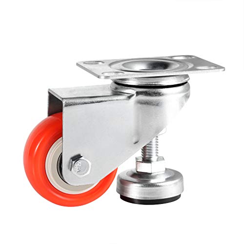 Skelang 4 Pcs 2” Adjustable Leveling Caster, Leveling Feet Wheels, Swivel Plate Casters Wheels, Installing For Industry Equipment, Dollies, Workbench, Bookshelves, Total Load Capacity 330Lbs #TOP1
