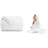 100% Cotton Waffle Weave Blanket and Baby Hooded 9 Layer Muslin Cotton Towel Bundled