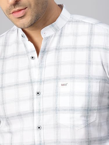 Image of Majestic Man Men's Pure Cotton Mandarin Collar Slim Fit Casual Shirt