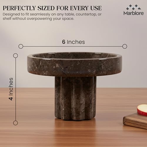 Luxury Oceanic Marble Tray with Legs 6" Dia x 4" H, Elegant Decorative Stone Serving Tray for Coffee Table Vanity Bathroom & Modern Home Décor by MARBLORE - Image 2