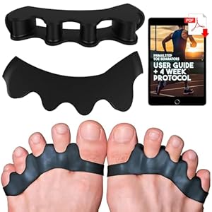 VYCE PrimalStep Toe Separators – Doctor Recommended – Correct Foot and Bunion Pain, Plantar Fasciitis – Toe Straightener to Improve Functional Athletic Mobility – Stretches to Fit (S/M)