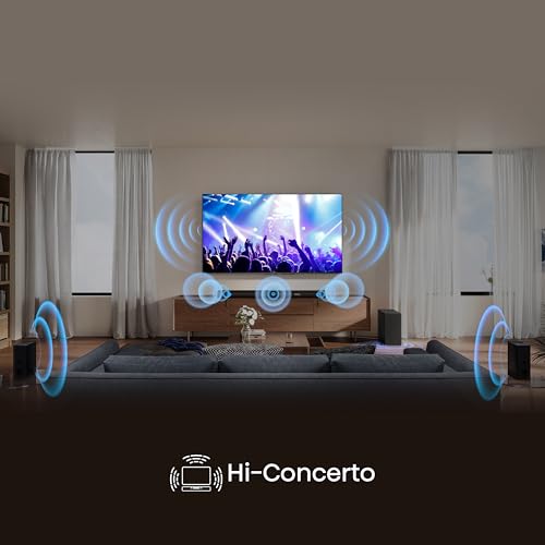 Hisense AX5100Q, 5.1 Ch Soundbar,Hi-Concerto,Dolby Atmos, Dts:X, Semi Wireless Rear Surround Speakers,6.5" Wireless Subwoofer, Ezplay - 7