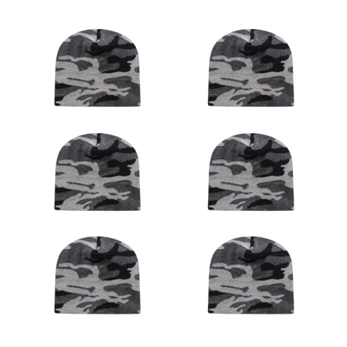 Cap America RKUC9 6-Pack Urban Camouflage Warm Acrylic Blend Made in USA Knit Beanie | Bulkpack Available(Urban Camo)
