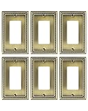 TREEWELL 6-Pack Decorator Outlet Cover Plate, Decorative Switch Plates and Outlet Covers, Antique Brass Metal Wall Plates for Electrical Outlets, Receptacle, GFCI Outlet, Dimmer Switch