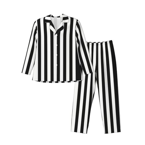 Vêtement de nuit léger et doux en motif rayé avec col cranté chic