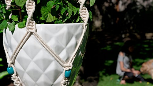 Livalaya Macrame Plant Hanger Hanging Planter - Indoor Outdoor Macrame Plant Holder Cotton Rope Wall Hanging With Turquoise Beads 4 Legs 41 Inch, Us Brand #TOP6