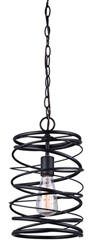 Canarm Ryland 1-Light Pendant, Matt Black Finish with Adjustable Chain,