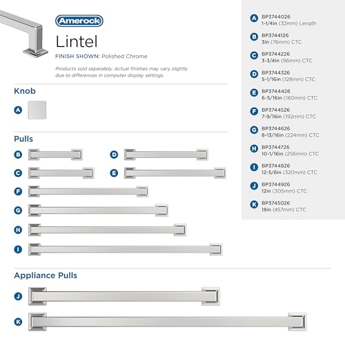 Amerock Lintel 5-1/16 inch (128mm) Center-to-Center Polished Chrome Cabinet Pull, BP3744326 by Amerock - Image 3