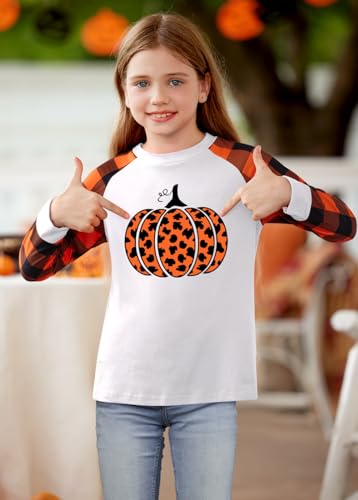 Image of BesserBay Girls Halloween Shirt Cute Graphic Tshirt Raglan Long Sleeve Tops
