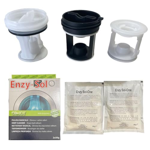 Jcspares® - 3 Pz Filtri Pompa Scarico Askoll + Kit Pulizia Muffa Calcare Grassi Sedimenti Per Lavatrice Compatibile Con Ariston Compatibile Con Hotpoi