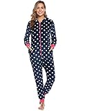 iClosam Pijama de una Pieza Franela Invierno para Mujer Pijama Encapuchado Calentito Ropa de Casa Dormir