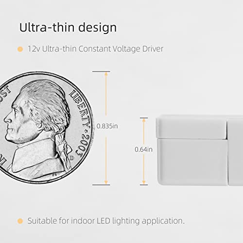 Ul Certified Ultra Slim Led Driver 12V 24W Power Supply,Class 2 Low Voltage Transformer With Plug 3.3 Feet Cable 100V-120V Ac To 12V Dc Output For Led Light Indoor (24W-12V) #TOP5