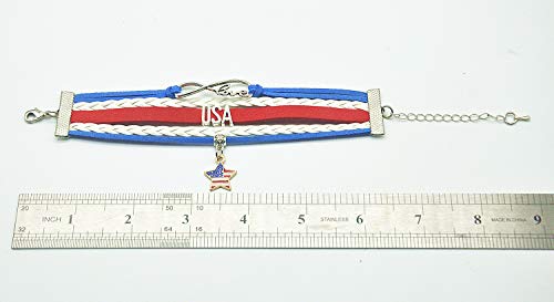 Hcchanshi Usa Star Bracelet Jewelry - Us Star Bracelet Jewelry Usa American Flag Bracelet Usa Gifts For Women, Girls, Men, Boys, American Flag Gifts, Usa Flag Gifts (Royal Blue, White And Red) #TOP2