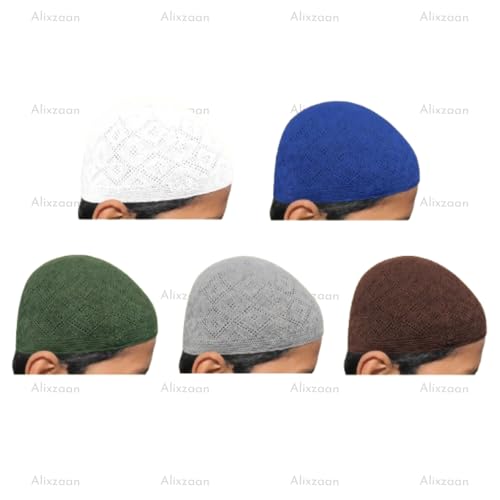 Image of Crochet Islamic Namaz Topi, Lightweight and Breathable, Comfortable Stretch Fit, 5 Colours Combo Pack Random Color(As per Availability)